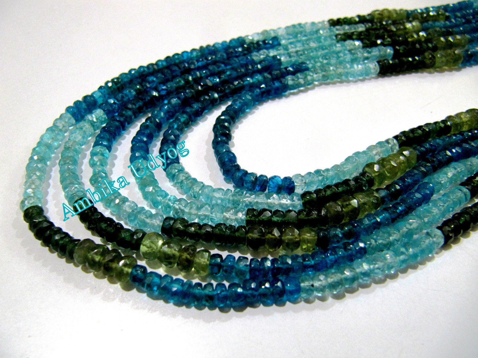 Natural Multi Apatite Beads Rondelle Faceted, approx. 3-5mm Size Strand 14″ long
