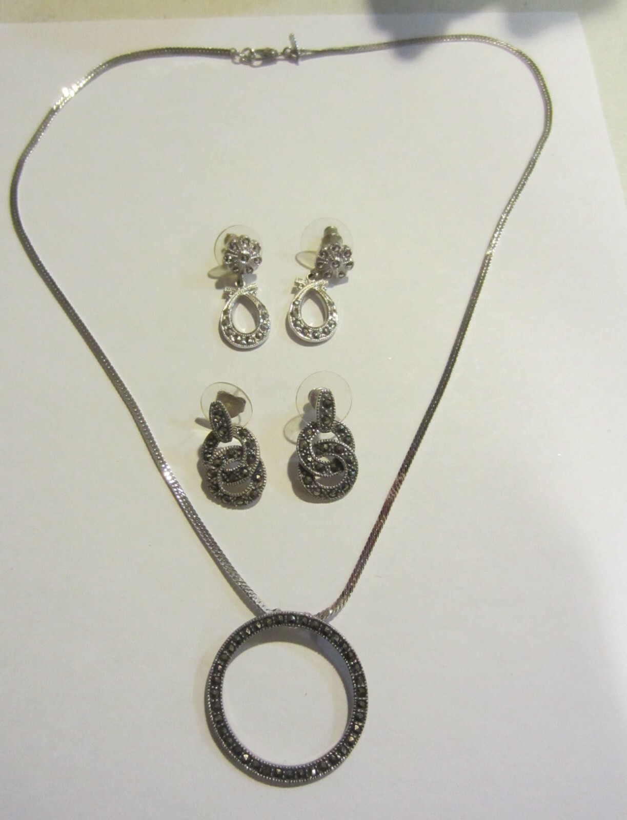 Sterling Silver Marcasite Necklace & Earring set