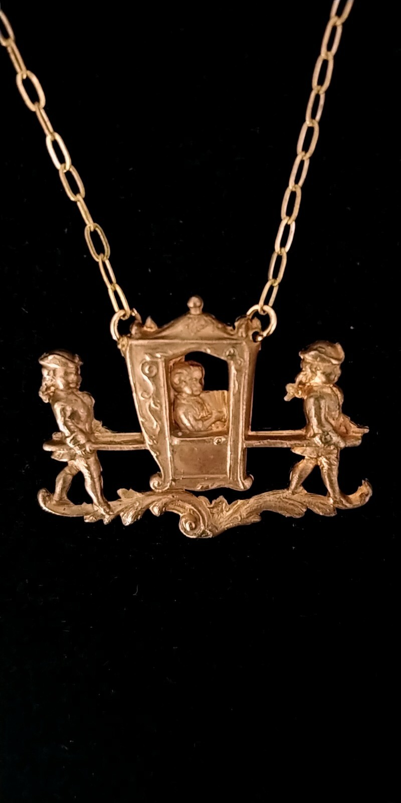 Vintage Art Nouveau Princess Carriage Necklace Die Struck Authentic