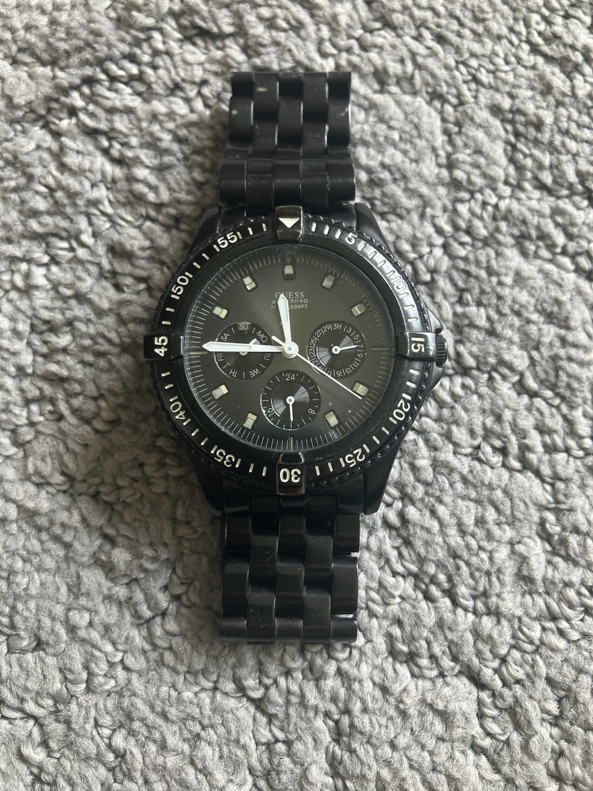Guess Waterpro Black Men’s Watch 100M Model G95638G – Extreme Wear And Tear