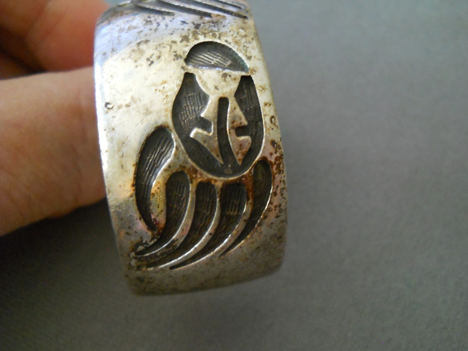 Southwestern Native American Hopi Sterli Silver Bear Paw Print Cuff Bracelet 50g