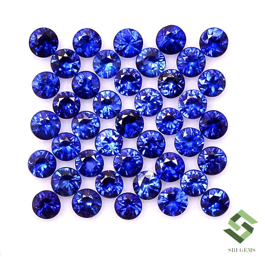 2.50 mm Natural Blue Sapphire Round Cut Lot 50 Pcs 3.78CTS Calibrated Loose Gems