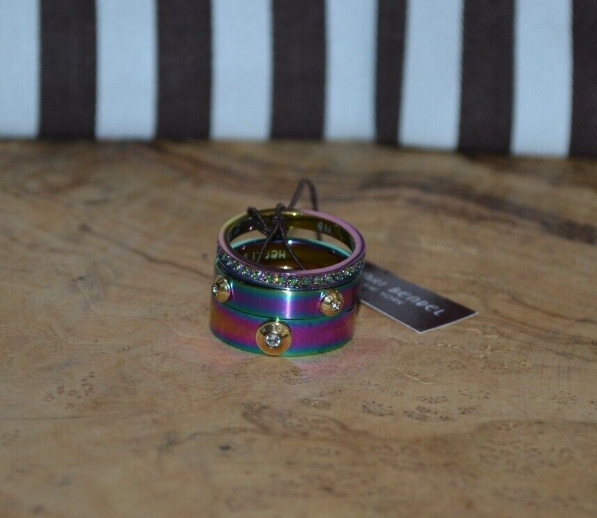 HENRI BENDEL MISS BENDEL IRIDESCENT STACK RING TRIO – You Pick Size
