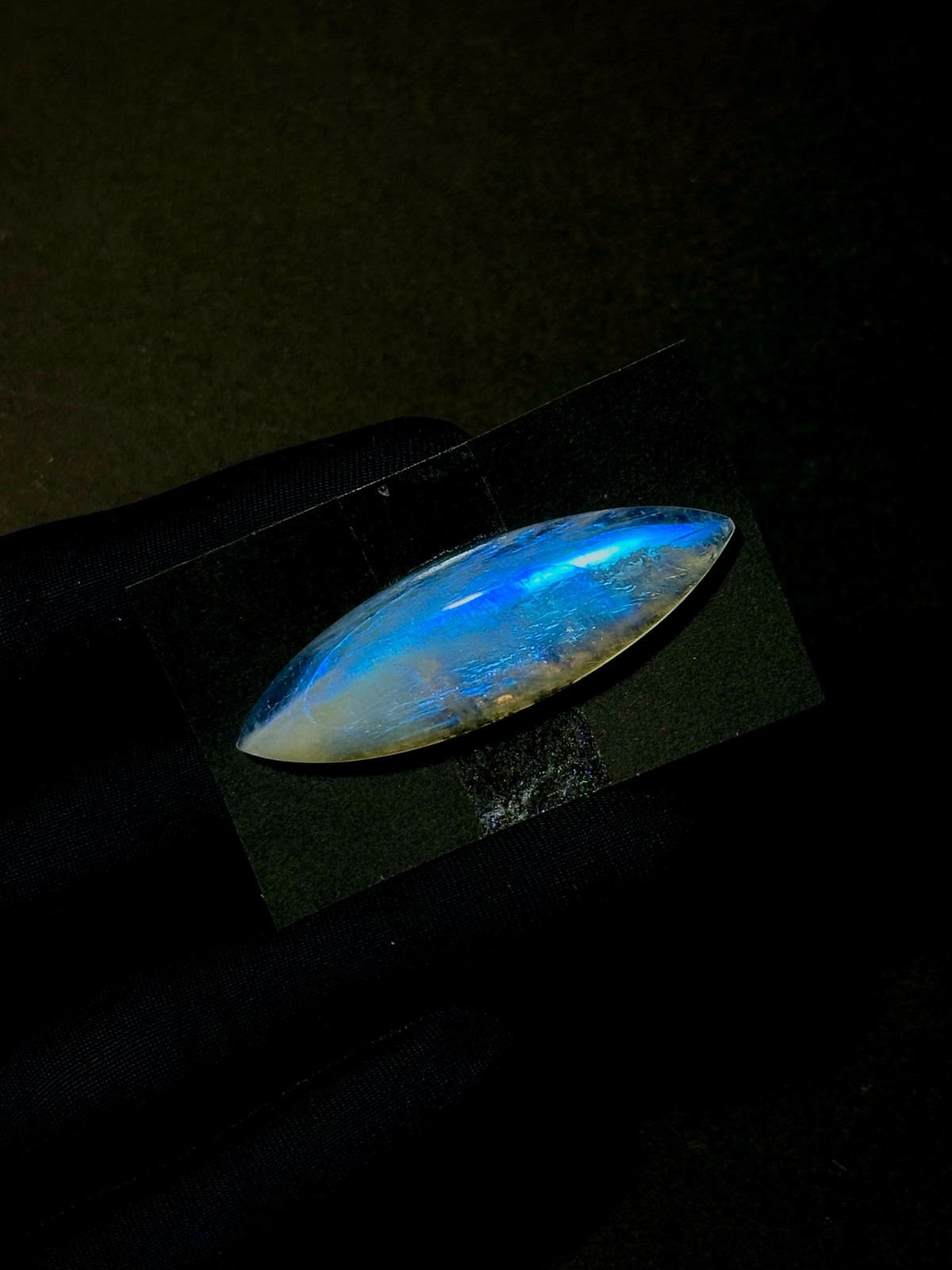 Rainbow Moonstone Cabochon, Blue Fire Moonstone, 14x36mm, Jewelry Making Stone