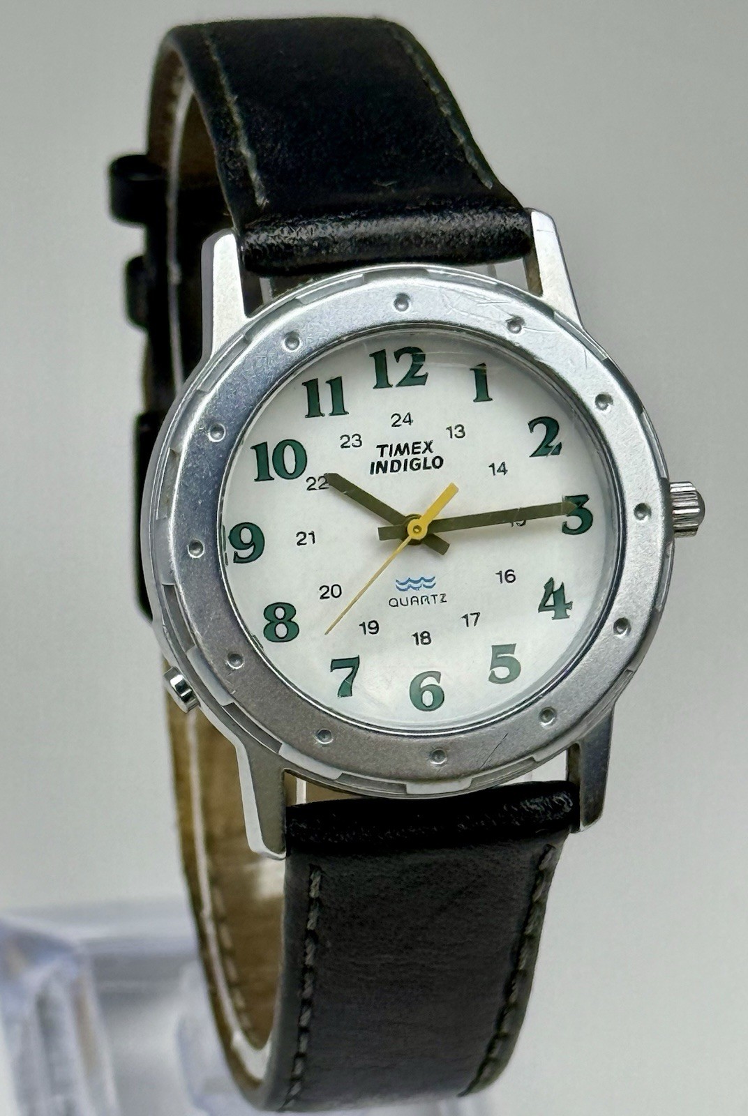 Vintage Timex Indiglo Quartz Backlit Military Style Wrist Watch 32mm 9” – Works