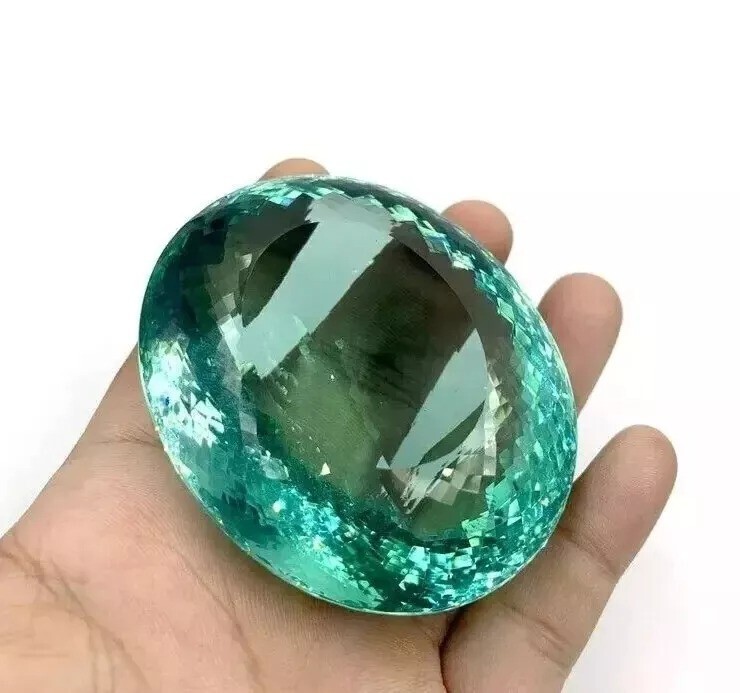 Natural Huge Topaz Oval Cut Brazilian Ocean Blue 250 Ct Certified Gemstone