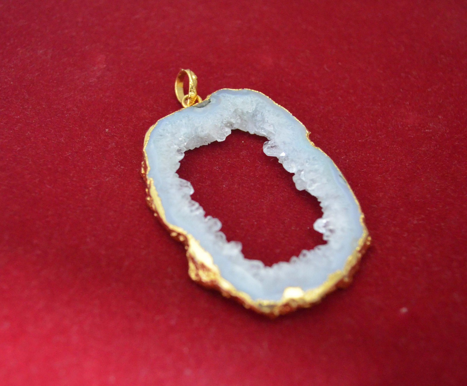 76Ct. Electroformed Gold Plated Solar Window Druzy Pendant Jewelry-A683