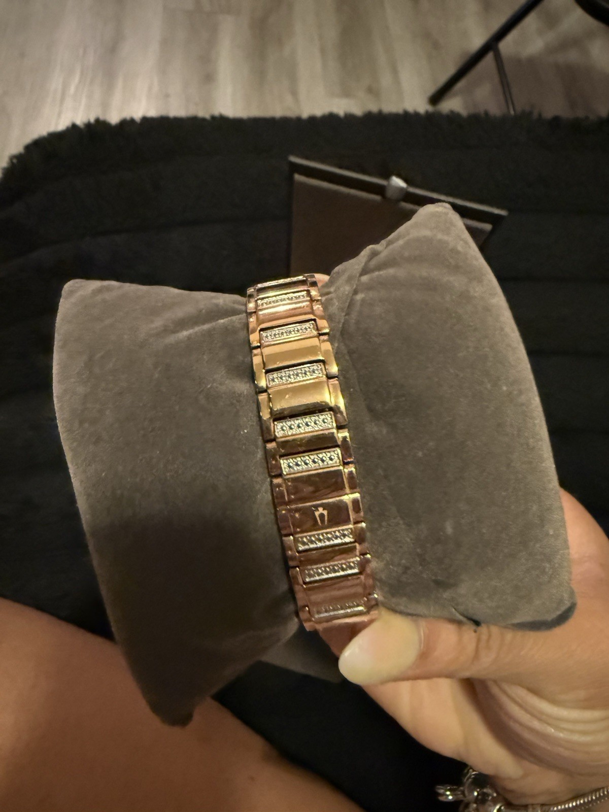 Bulova Women’s Rose-Gold Turnstyle Crystal Accent Watch w/ Mother-of-Pearl Dial