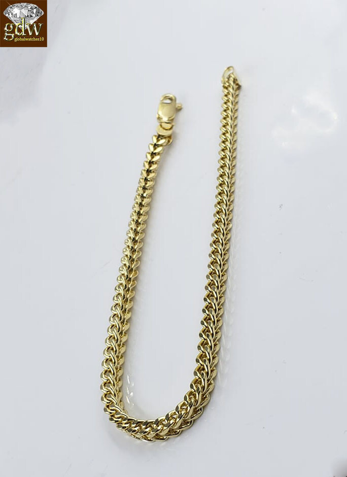 10k Yellow Gold Franco Bracelet 4mm 8″ Inch Men Women Rope Cuban Link Real gold