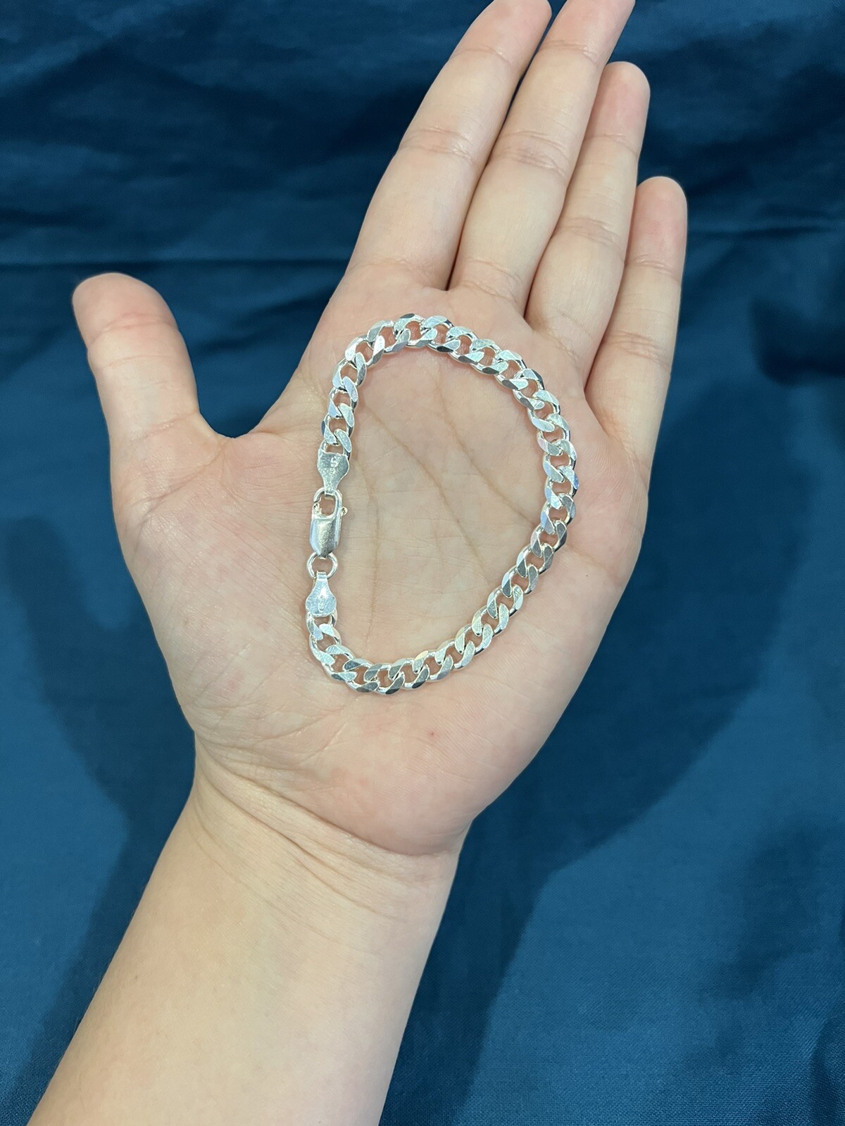 925 Sterling Silver Men Boys Girls Women Curb Cuban Link Chain Bracelet 7″ I