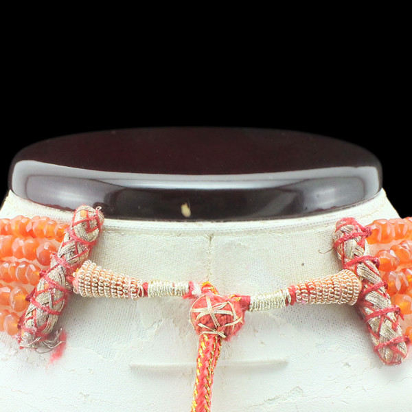 SUPERB OUTSTANDING 366.50 CTS NATURAL 5 LINE FACETED ORANGE CARNELIAN NECKLACE
