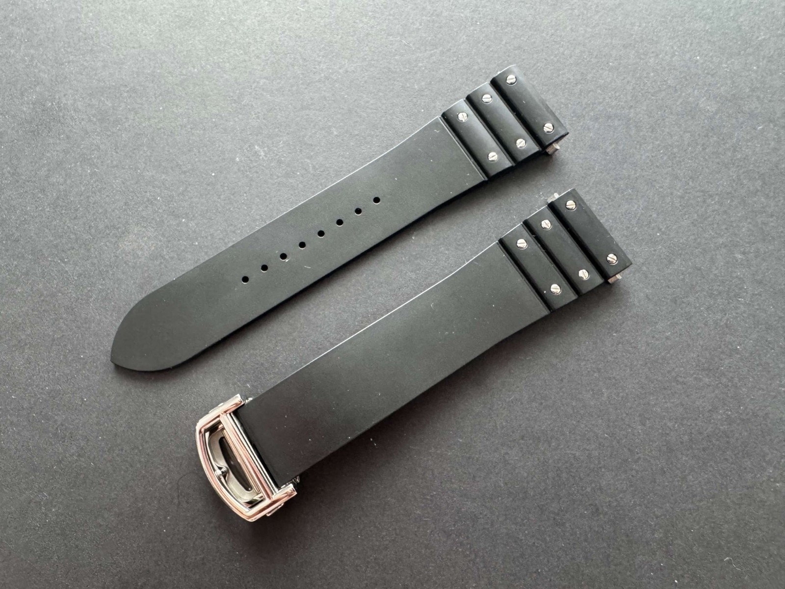 FKM Rubber Watch Strap Fits Cartier Santos Large Carbon 21mm Easy Change Band
