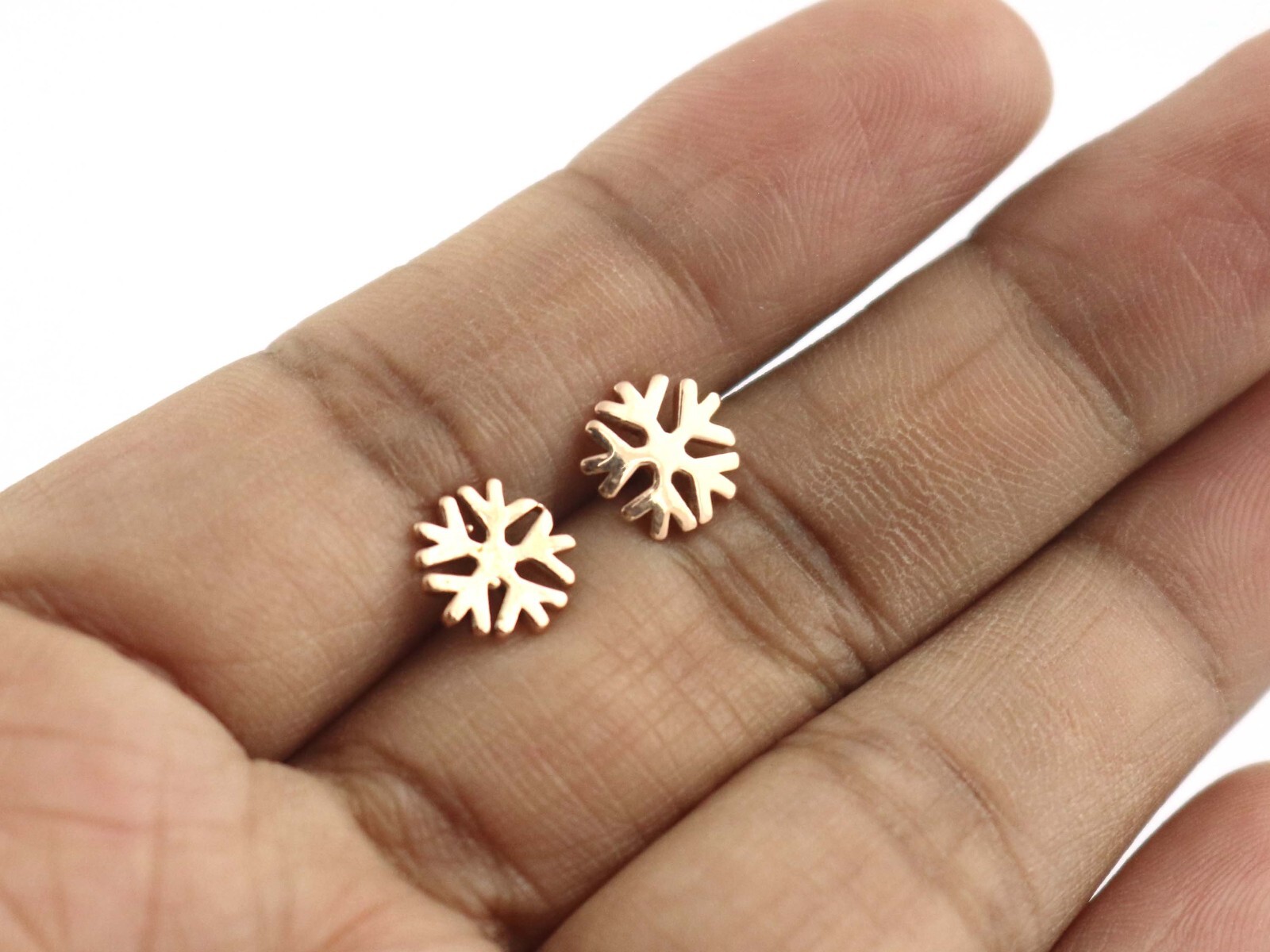 Snowflake Stud 925 Silver Rose Gold Dainty Earrings Birthday Graduation Gift