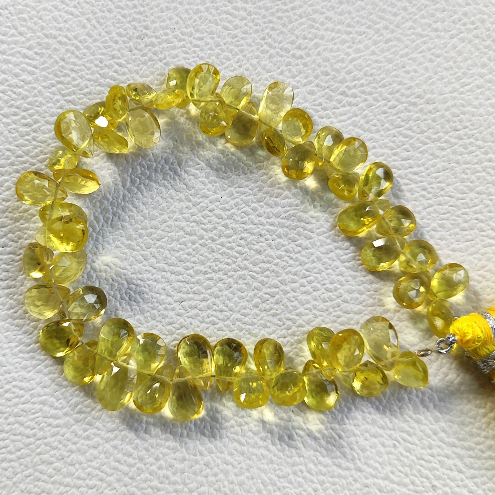Brazil Lemon Quartz Faceted Pear Briolette Strand 10x7mm Natural Gemstone 7″