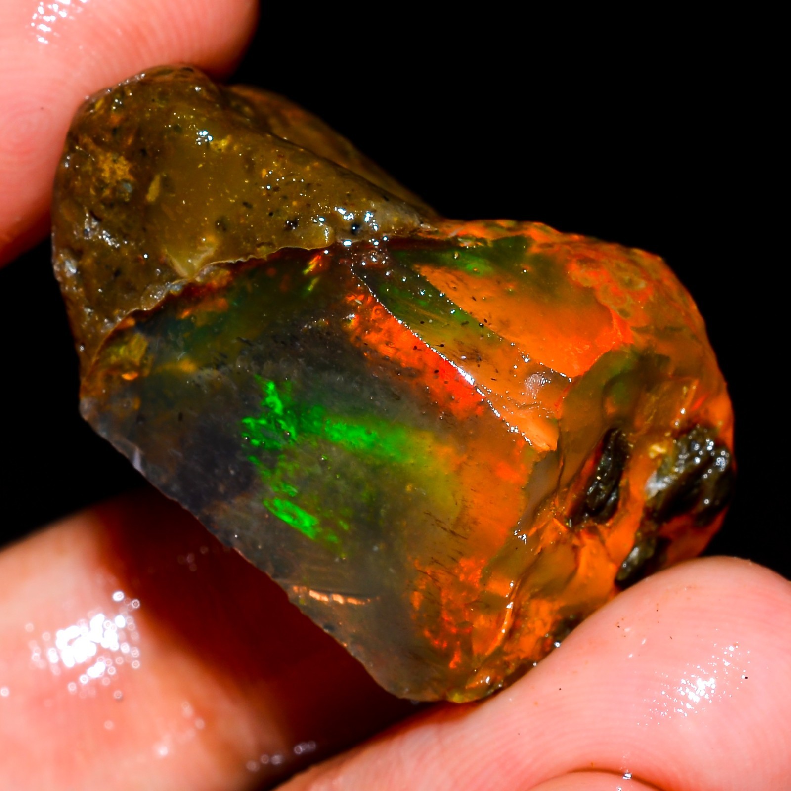 43 Ct Ethiopian Opal Rough Gemstone, Loose Gemstone Multi Fire Opal L 61