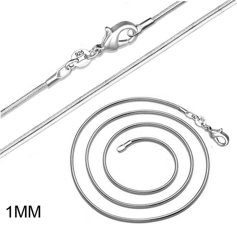 WOMEN & MEN 925 Stamped Sterling Silver 1mm SNAKE Chain Necklace 925 Italian NEW