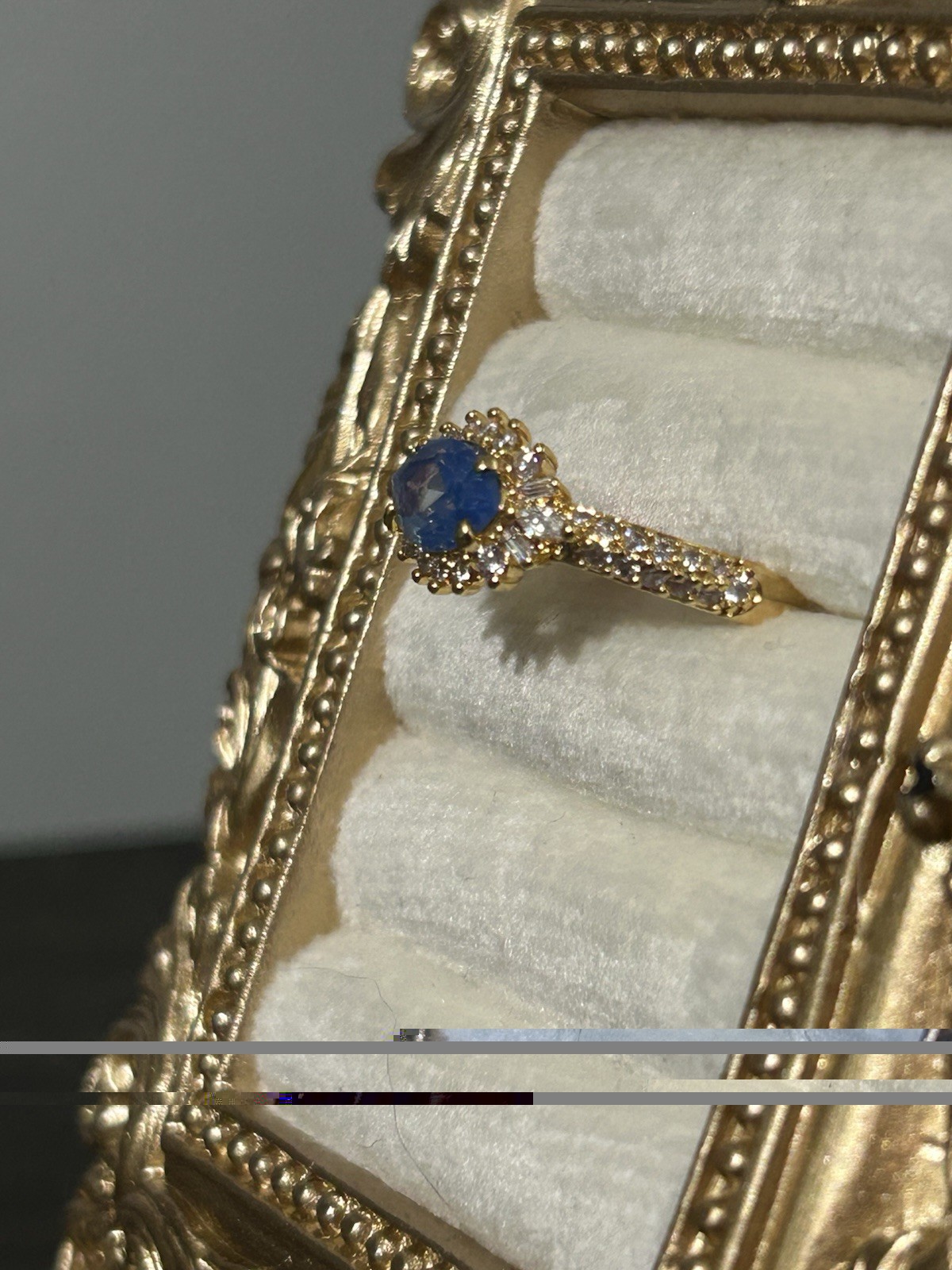 Bomb Party OG Original Ring SZ 10 Lab Created Blue Moonstone and CZ Gold-Plated