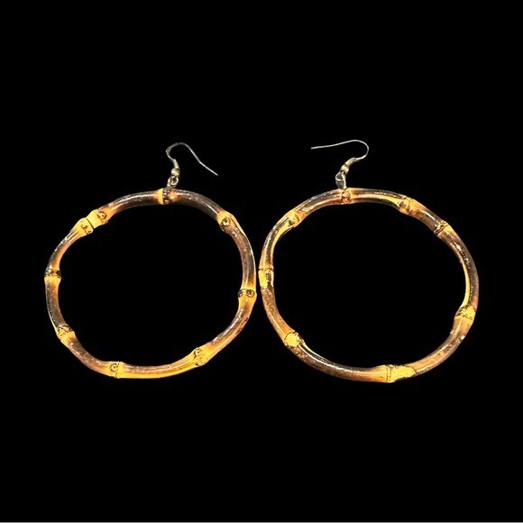 Bamboo Hoop Earrings Lightweight & Stylish Design For Women Dangle Hoops