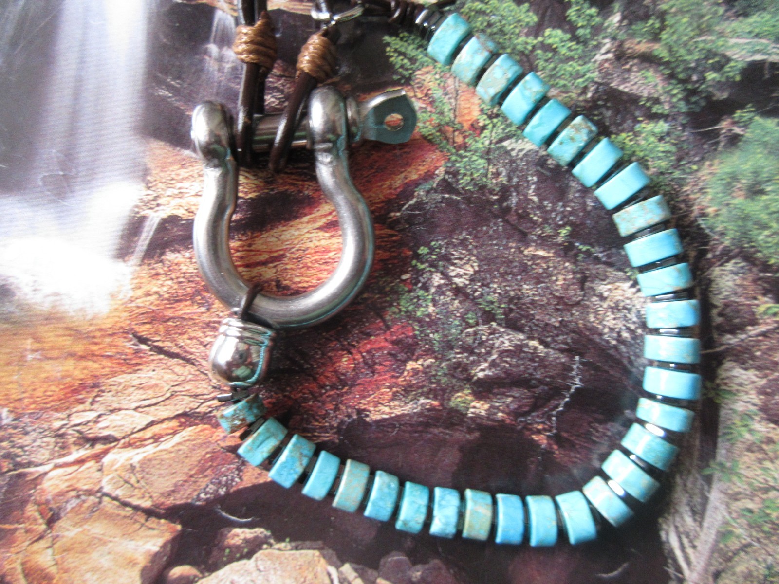 Horse Shoe Turquoise Gemstone Bracelet Size 7-1/2