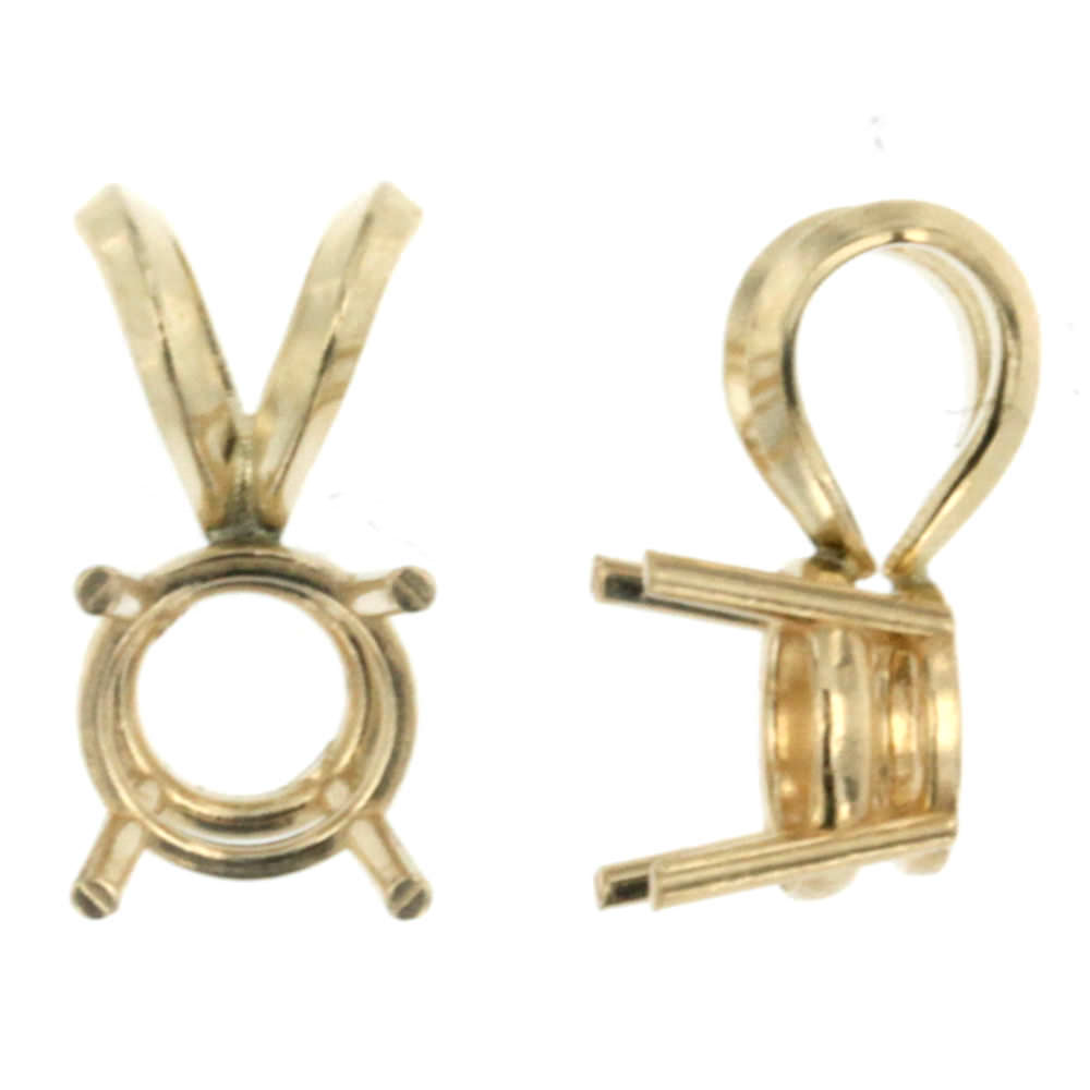 2mm – 12mm Round 14k White & Yellow Gold 4 Prong Pendant Setting 0.05ct – 5.00ct