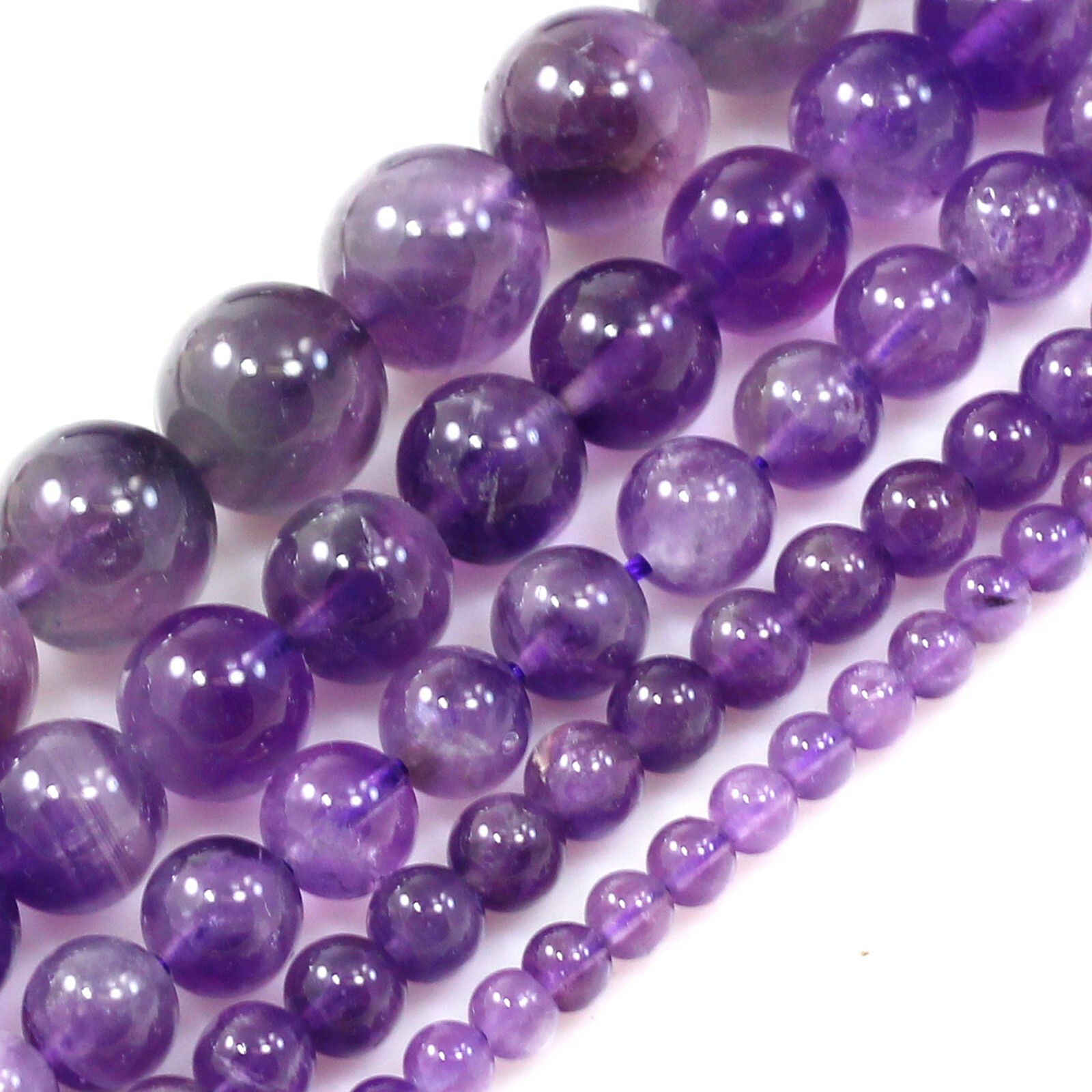 Natural Gemstones Purple Amethyst Round Loose Beads 15″ 4mm 6mm 8mm 10mm 12mm