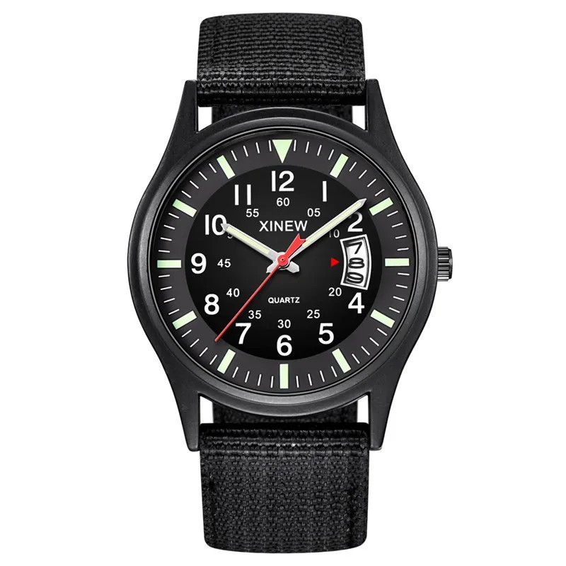 Men’s Military Army Luminous 24 Hours Dial Nylon Strap Date Quartz Wrist Watch