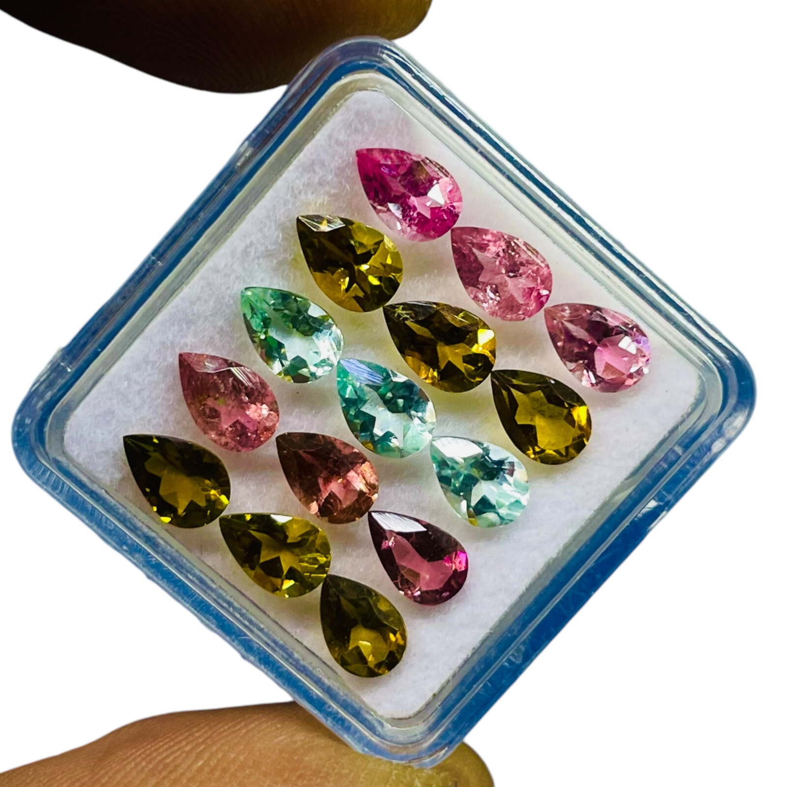 VVS 15 Pcs Natural Multi Tourmaline 6x4mm Pear Cut Top Quality Loose Gemstones