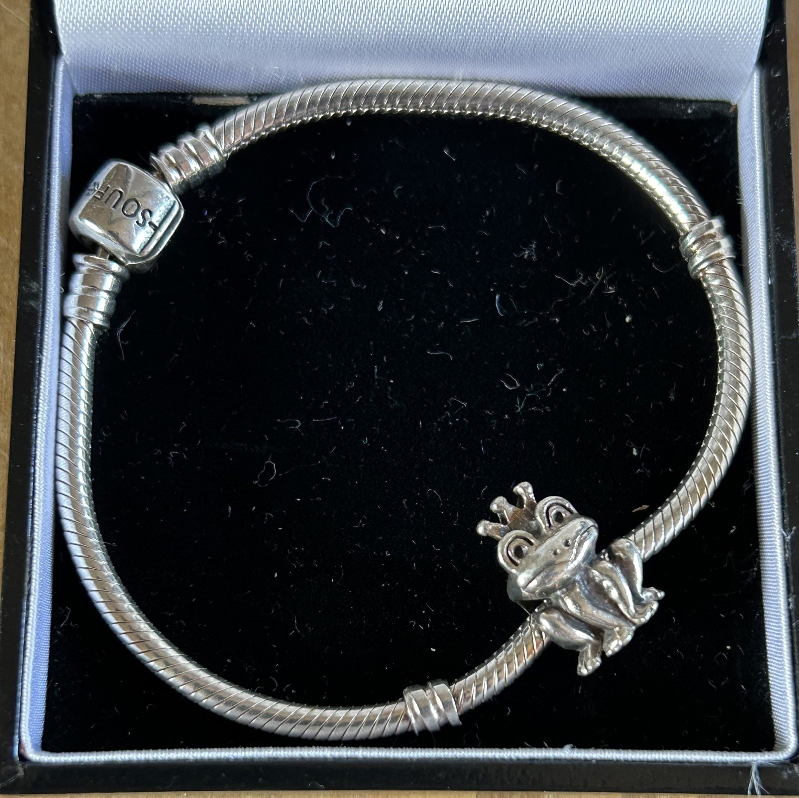 Soufeel Sterling Silver 925 Slide Charm Bracelet with Frog Charm 7.5” Length