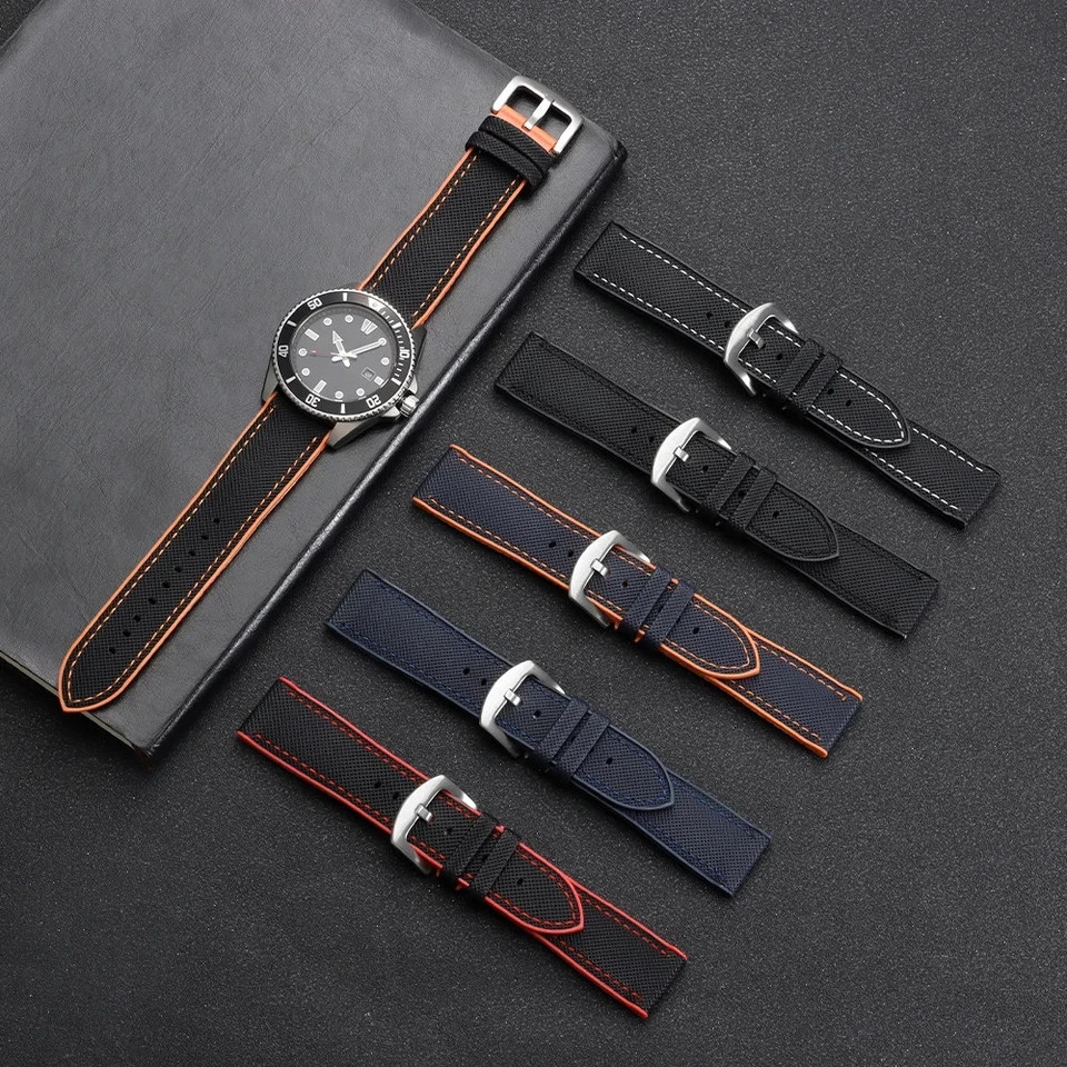 18mm 20mm 21mm 22mm Nylon Rubber Sailcloth Watch Strap Band for Omega for Seiko