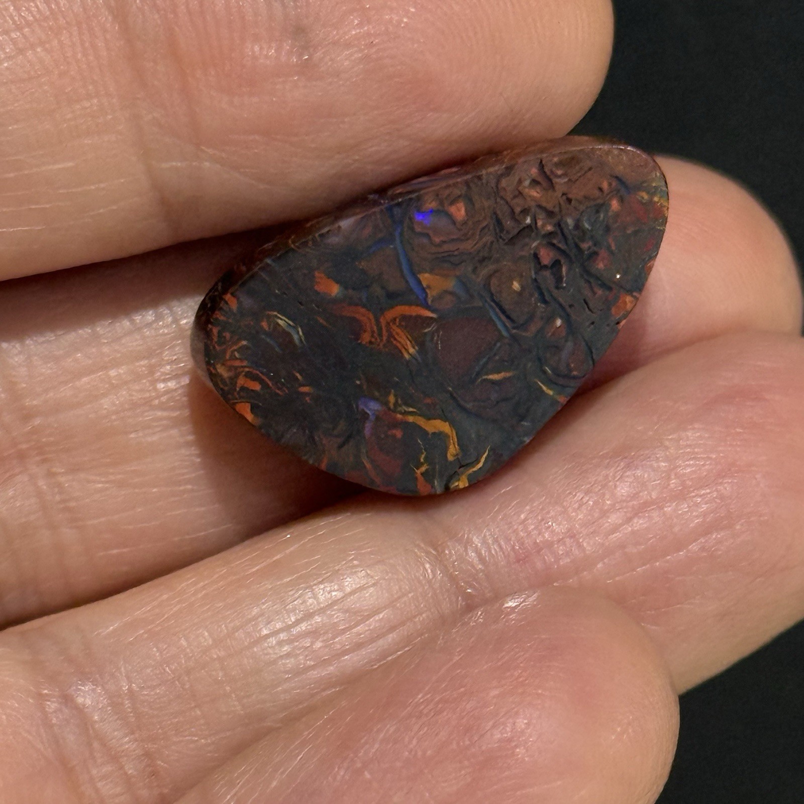 17ct 24.3×14.7×5.4mm Colorful Australian Koroit Boulder Opal Free Form Cabochon