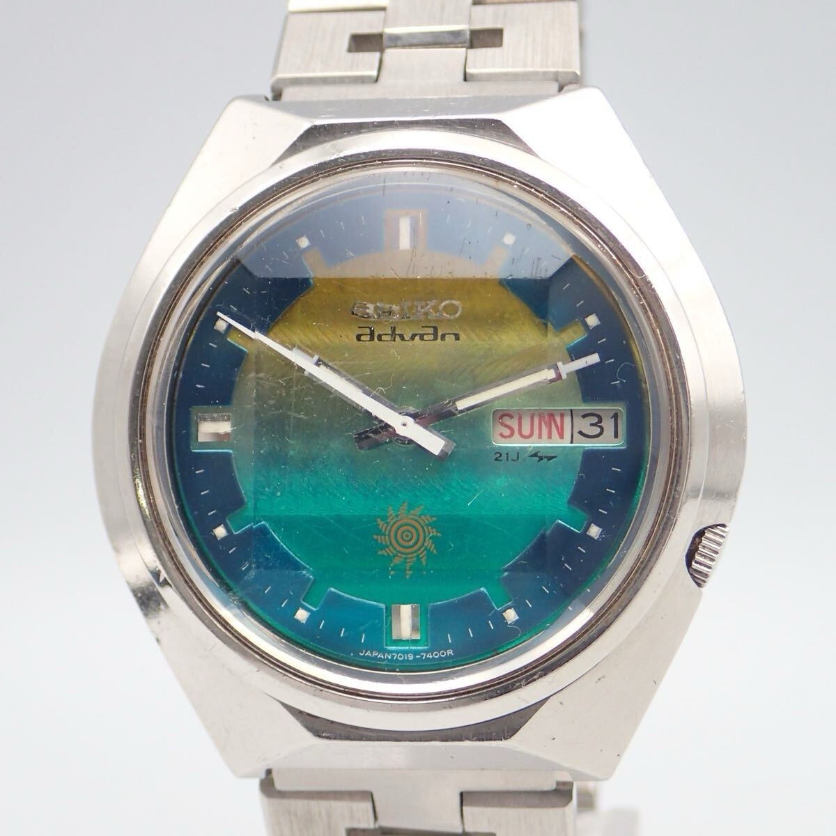 Vintage Seiko Advan 7019-7290 Automatic 21J Green Blue Gradient Dial JDM Rare
