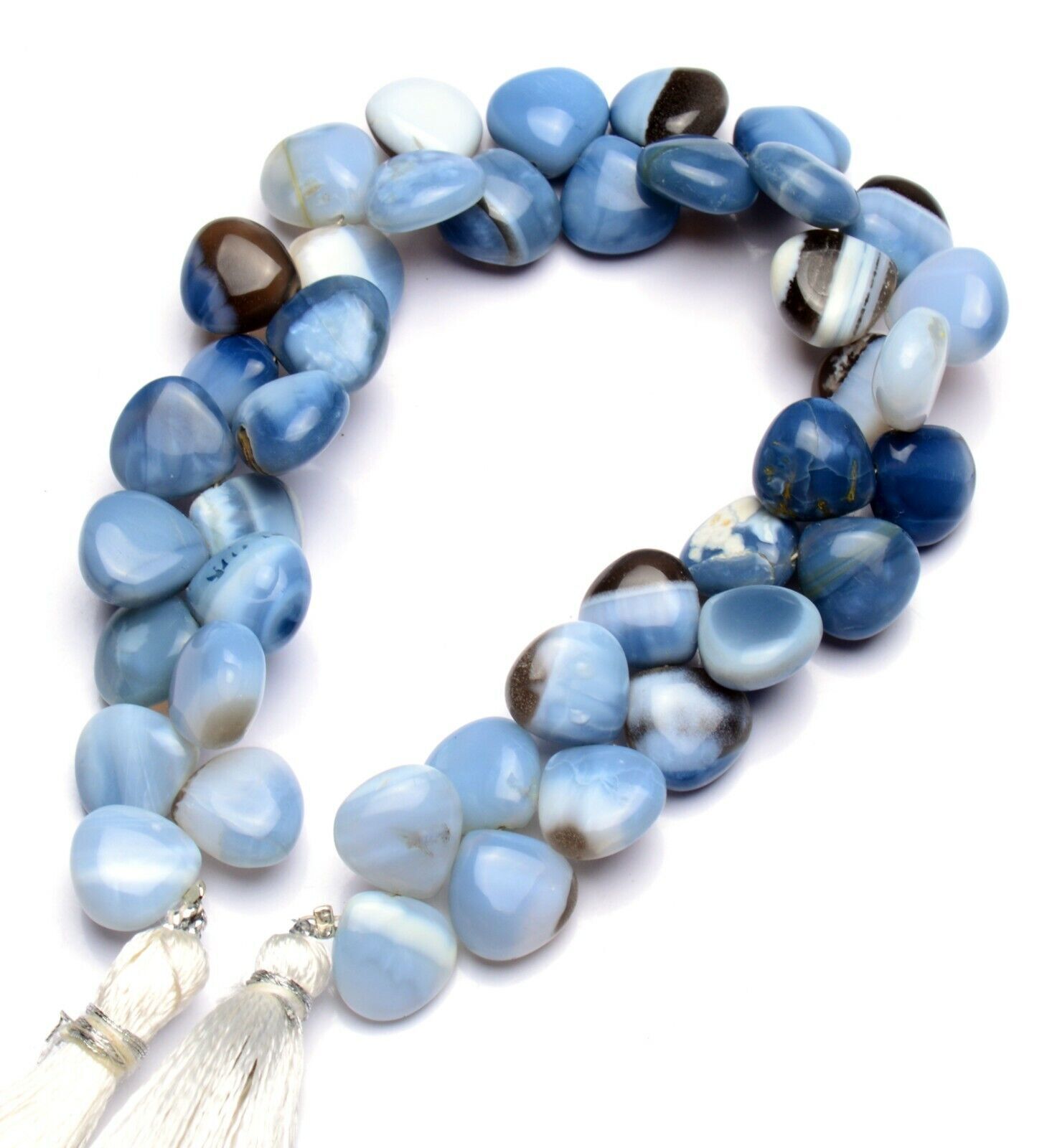 Natural Gem Peru Blue Opal 10mm Approx. Size Smooth Heart Shape Beads 8″ 138Cts.