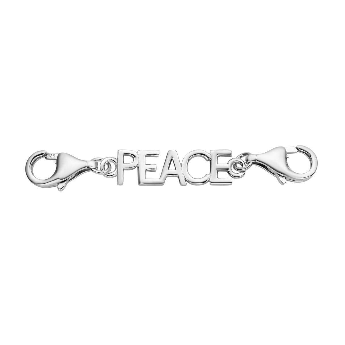 Lobster Lock Extender PEACE Rhodium Plated 9mm Lobster Lock 2pc