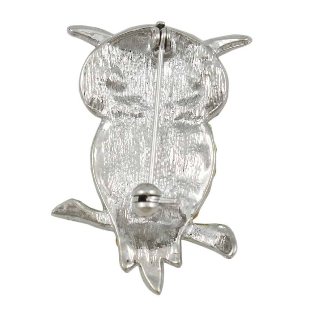Yellow Pink and Blue Colorful Crystal Owl Pin – PRB510