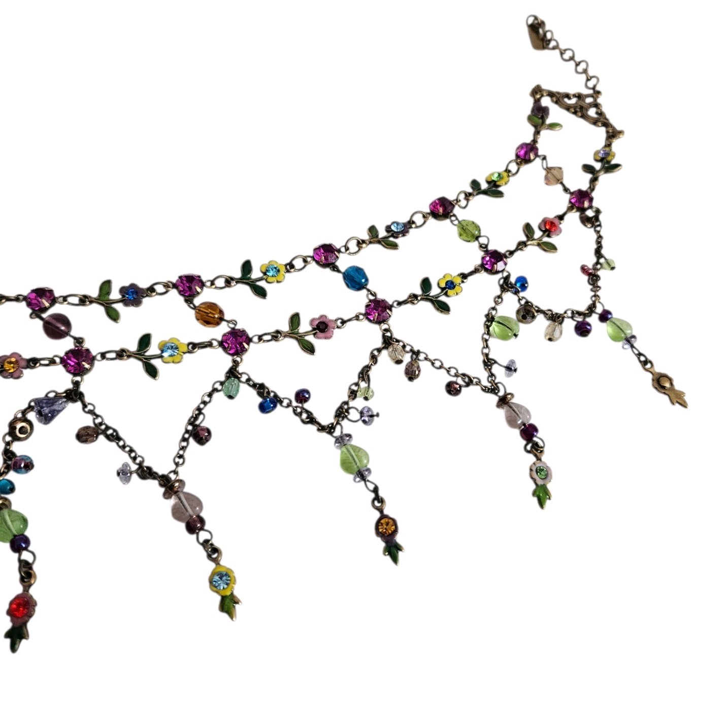 Vintage NEW Donna Karan DKNY Choker Necklace Floral Crystal Charm Necklace