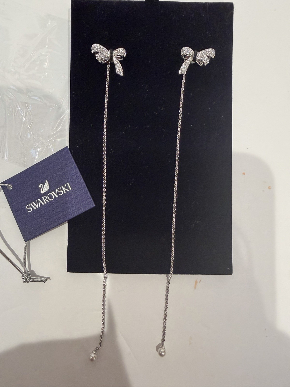 Swarovski Crystal Mademoiselle Long Drop Pierced Earrings 5442772 Jet Black