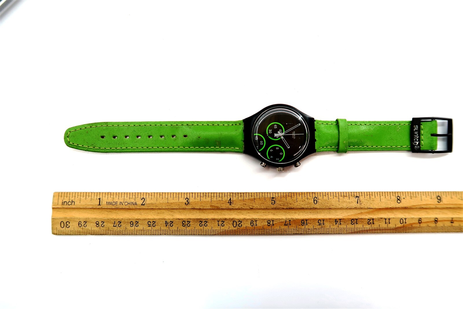 NEW Swatch Chrono Watch EXCENTRIC SCB117 w/ Case & Papers 1997 NEW BATTERY (n2)