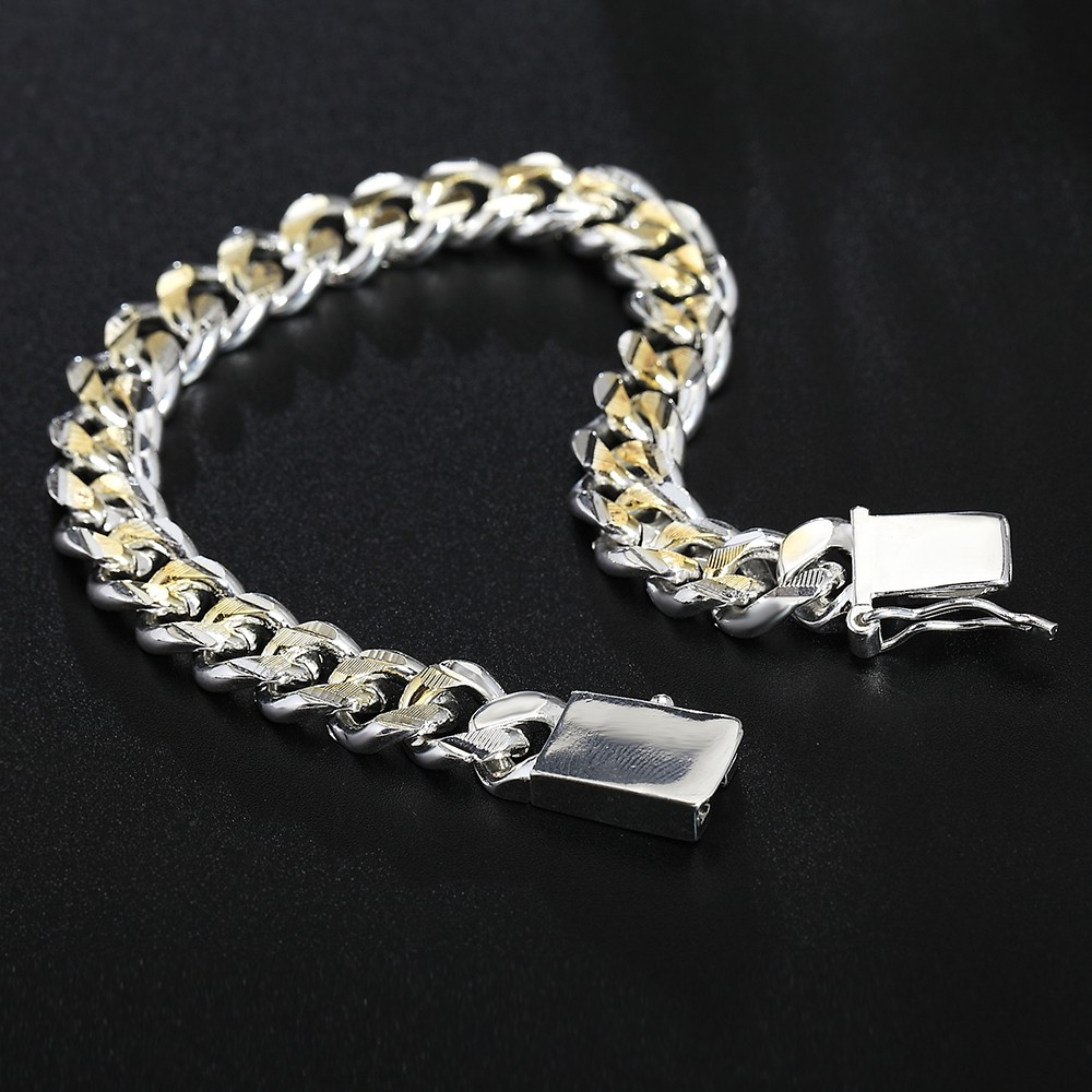 Pulsera De Plata De Ley 925 Para Hombre Y Mujer Brazalete Joyería De Cadena Fina