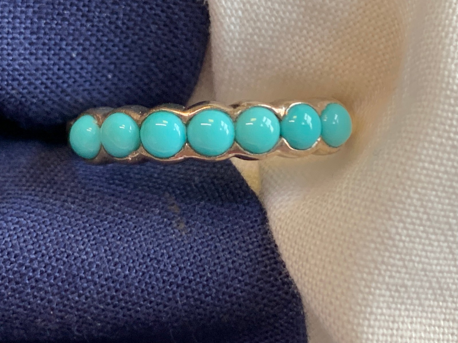Sterling Silver Ring 2.73g Fine Jewelry Size 7 Band Turquoise Look Stones *READ*