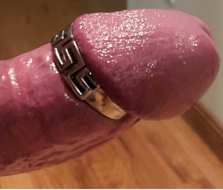 HANDMADE Silver Greek Key Penis Glans Ring Solid Cuff Style New *