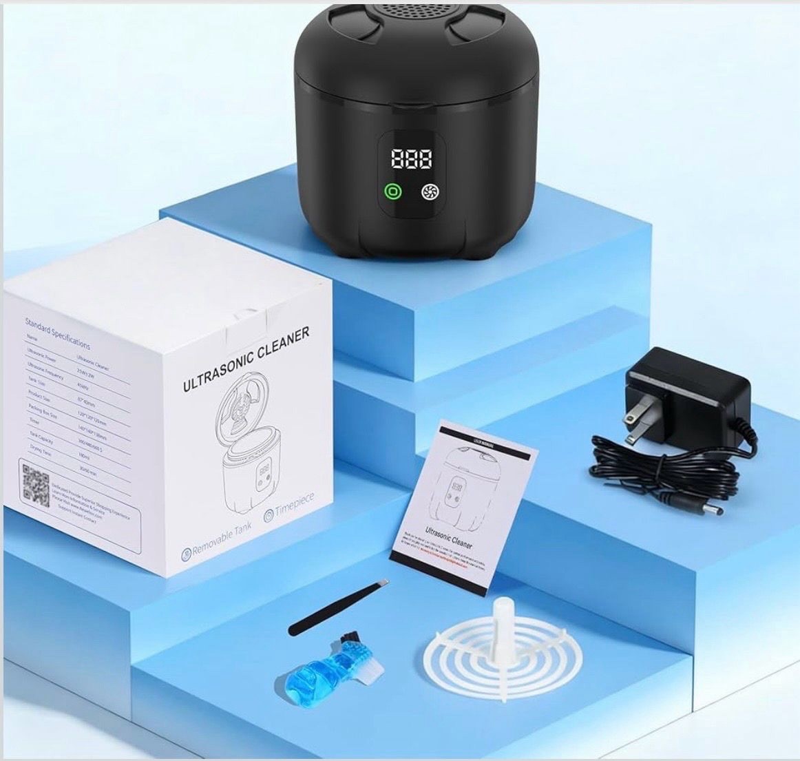 Ultrasonic Retainer Cleaner, 48kHz Denture Cleaner Machine