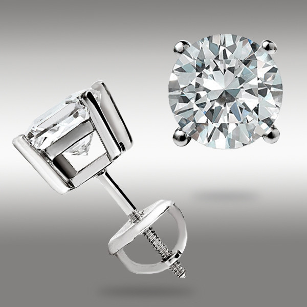 1.90CT BRILLIANT ROUND CUT GRA MOISSANITE STUD EARRINGS REAL 14K WHITE GOLD GIFT