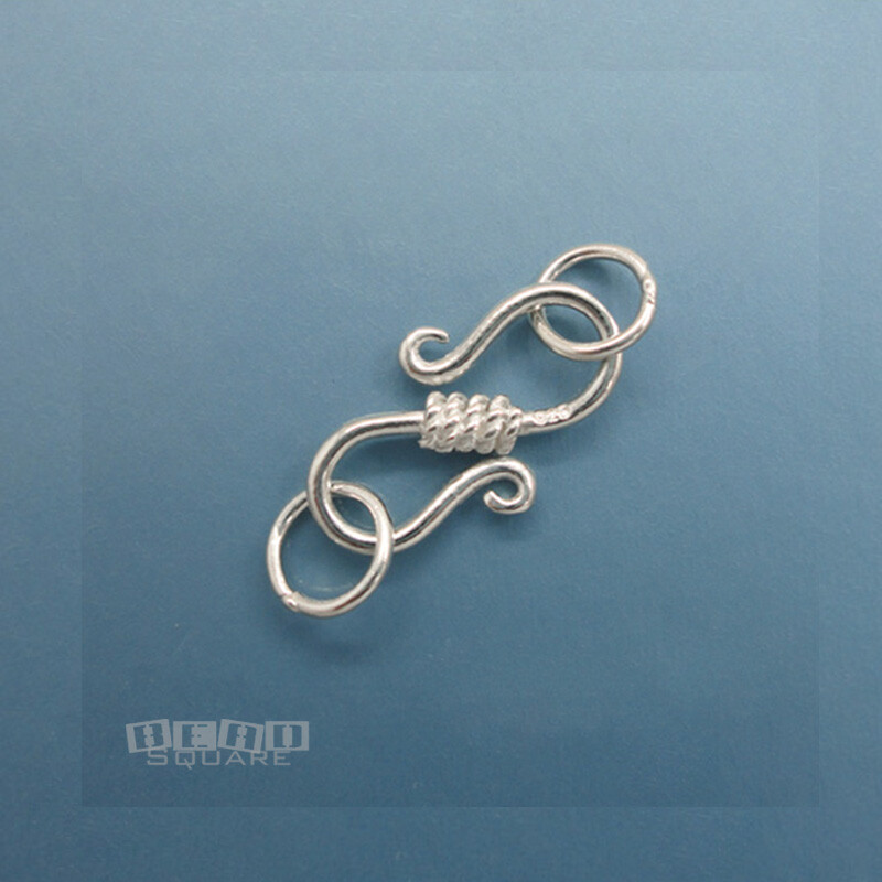 Solid Sterling Silver 10mm x 18mm S Hook Clasp w/ 6mm Closed Jump Rings #33217