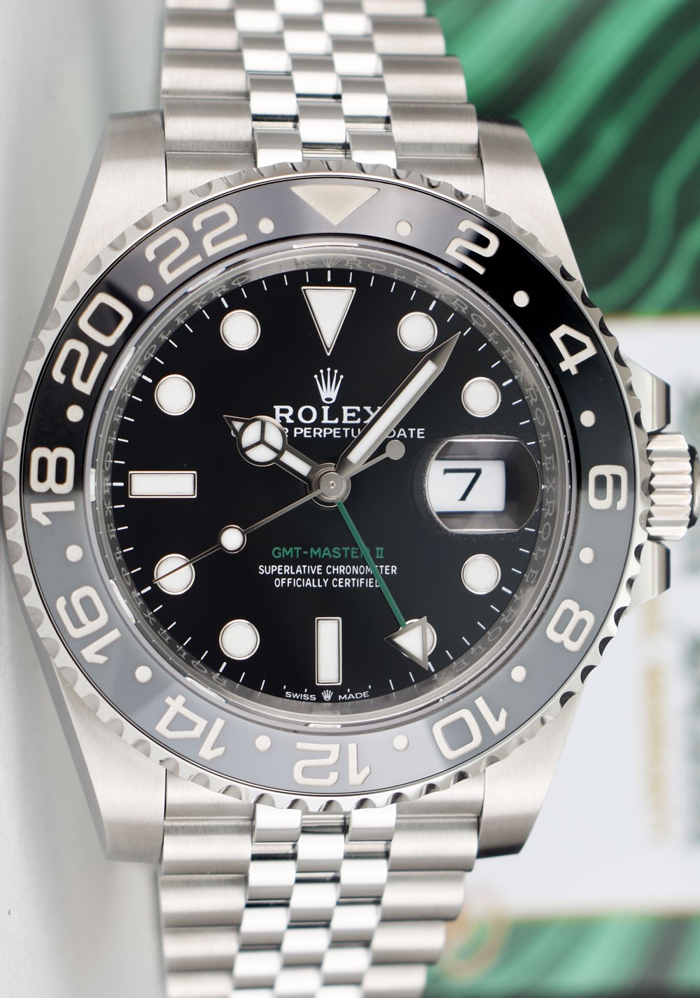 ROLEX NEW Stainless GMT Master II BRUCE WAYNE 2025 CARD 126710 GRNR SANT BLANC