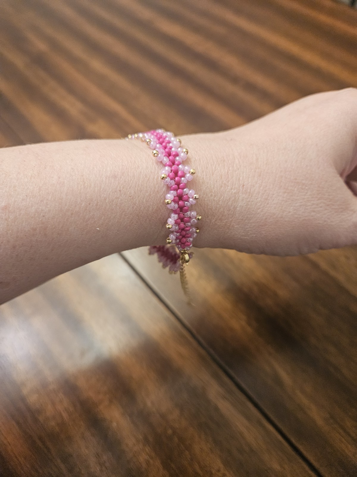 Pink Handmade Seed Bead Bracelet
