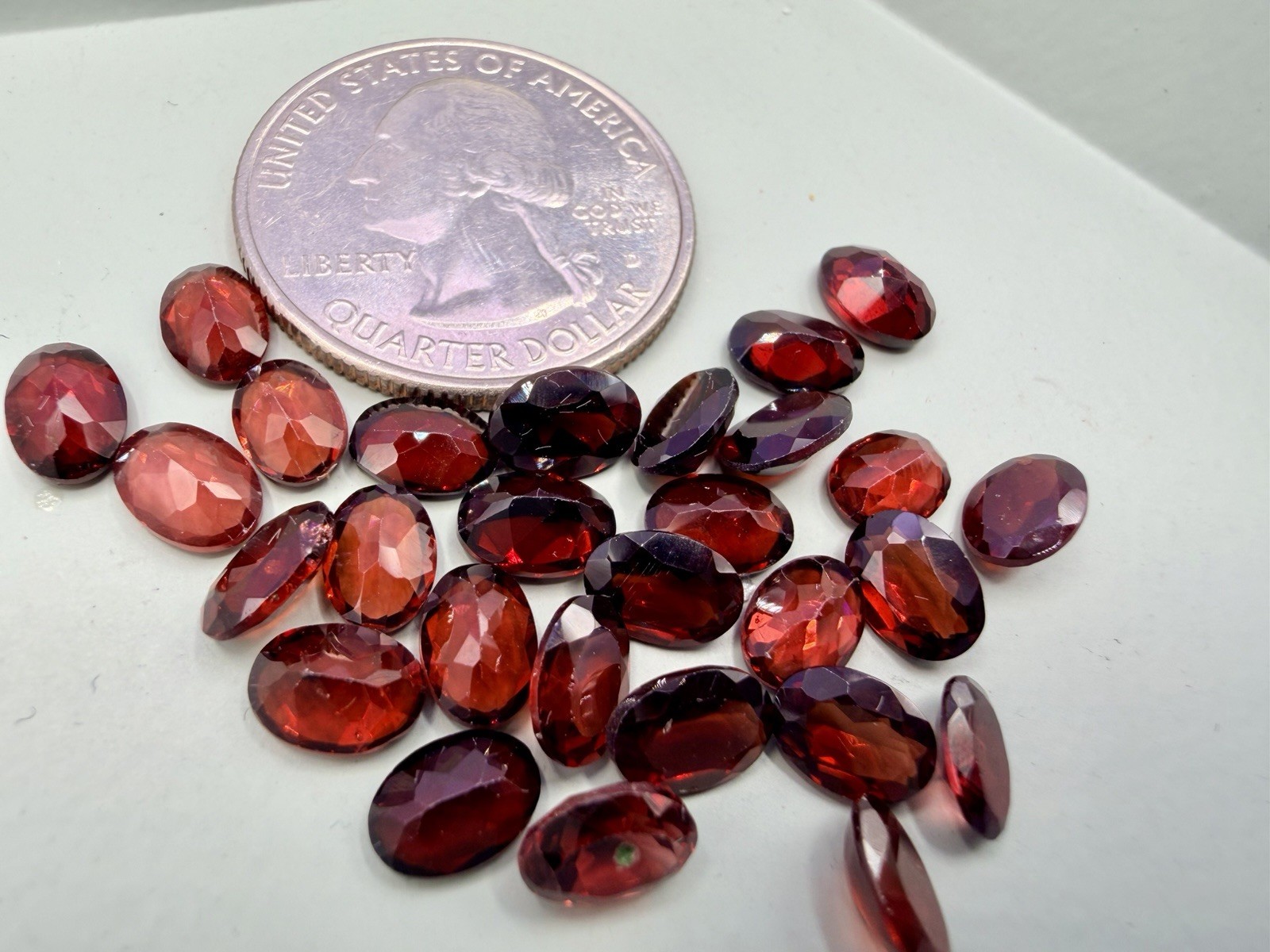 24ctw Cut Gemstones Red Garnet 5x7mm Estate Jewelry Making Lot 27 Pcs