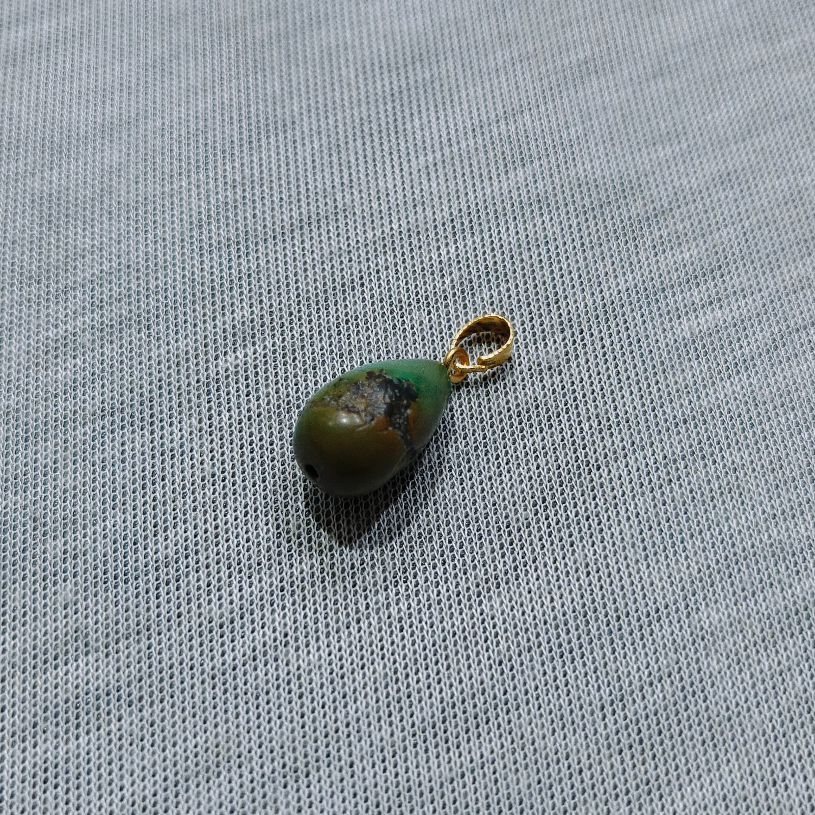 Natural Tibet Turquoise Teardrop Beads Brass Pendant Handmade Tribal Boho Gift