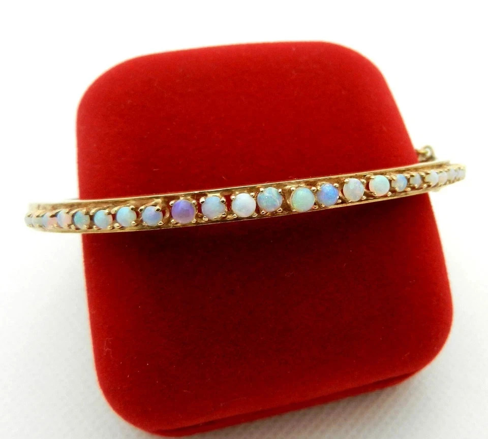 5.2CT Round Lab Created Fire Opal Women’s Bangle Bracelet 14K Yellow Gold Finish