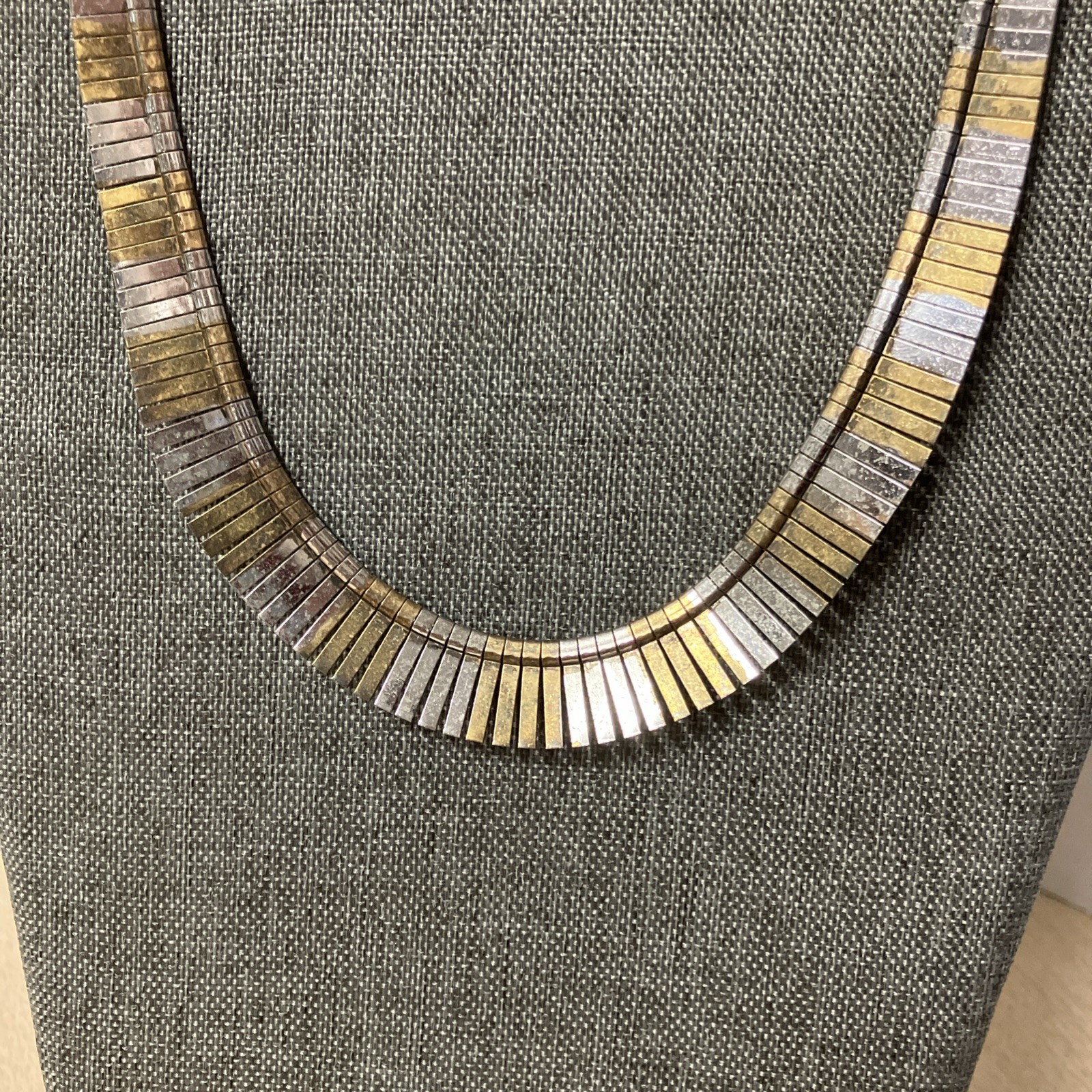 Vintage Sterling Silver Cleopatra Necklace Style With Gold Tone Made In Italy