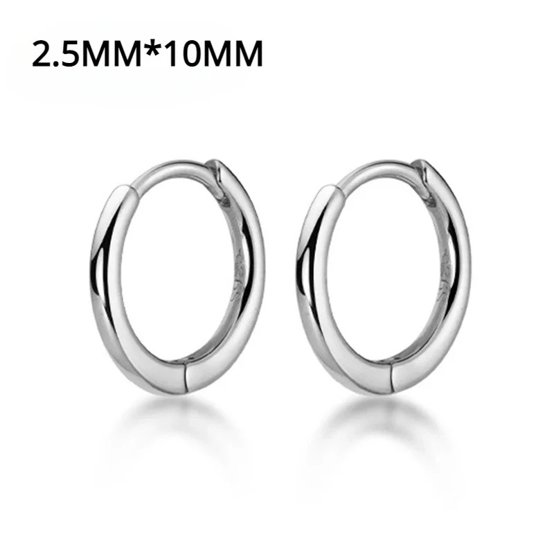 Black Hoop Earrings Stainless Steel Punk Gothic Smooth Circle Unisex Jewelry